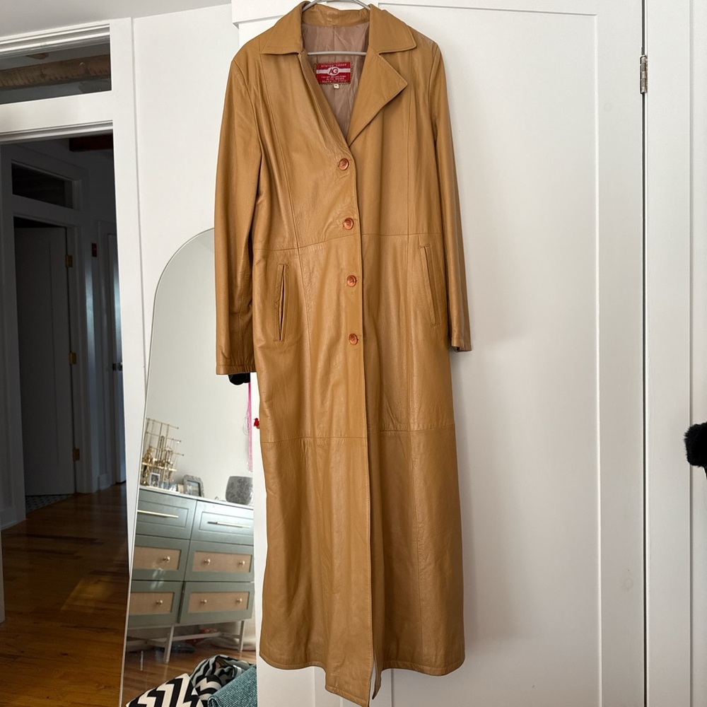 Ag Adriano Goldschmied Camel Leather Coat